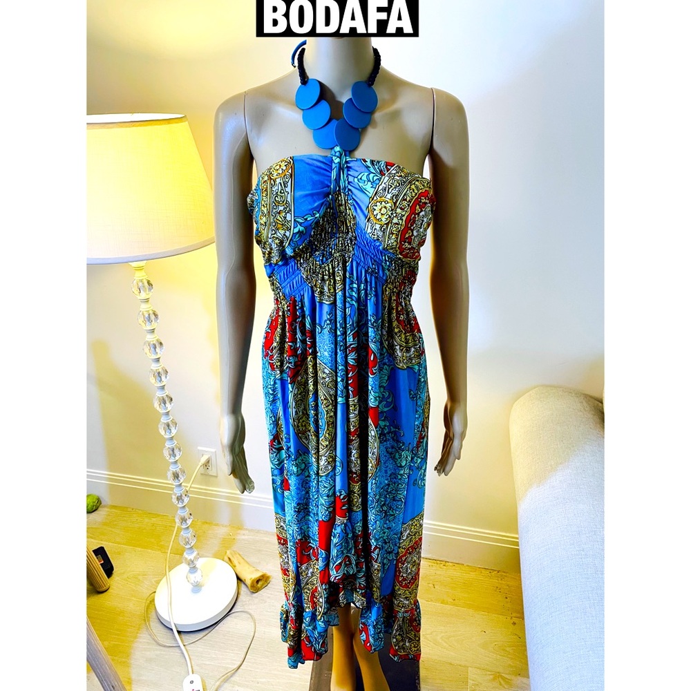 BODAFA, Versace style Print. Halter Dress Sz XL New with tags